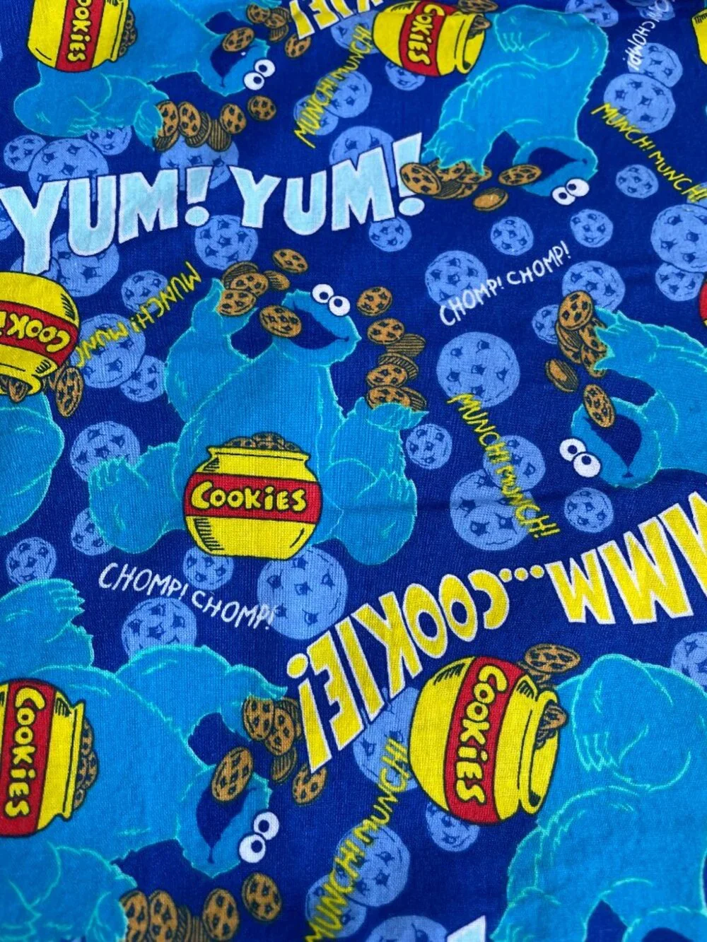 34 x 44” Vintage Cookie Monsters Retro Print Multicolor Cotton Fabric